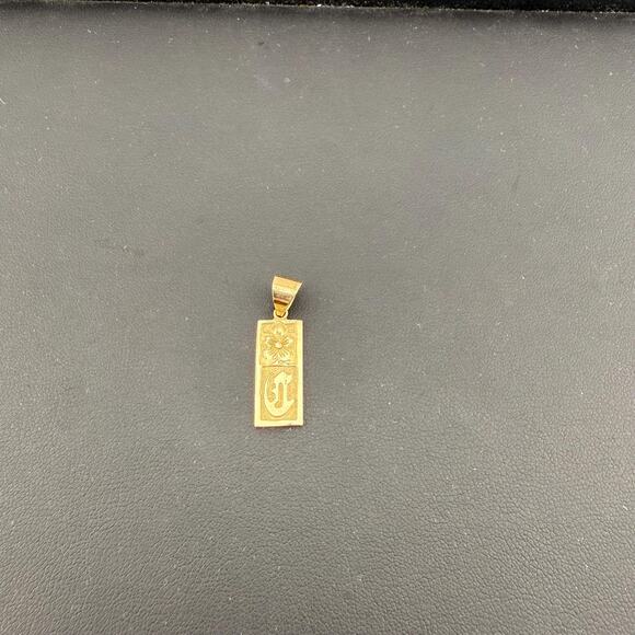 14KT Yellow Gold Single Initial Hawaiian Pendant Hand Carved Plumeria Letter T - Picture 6 of 9